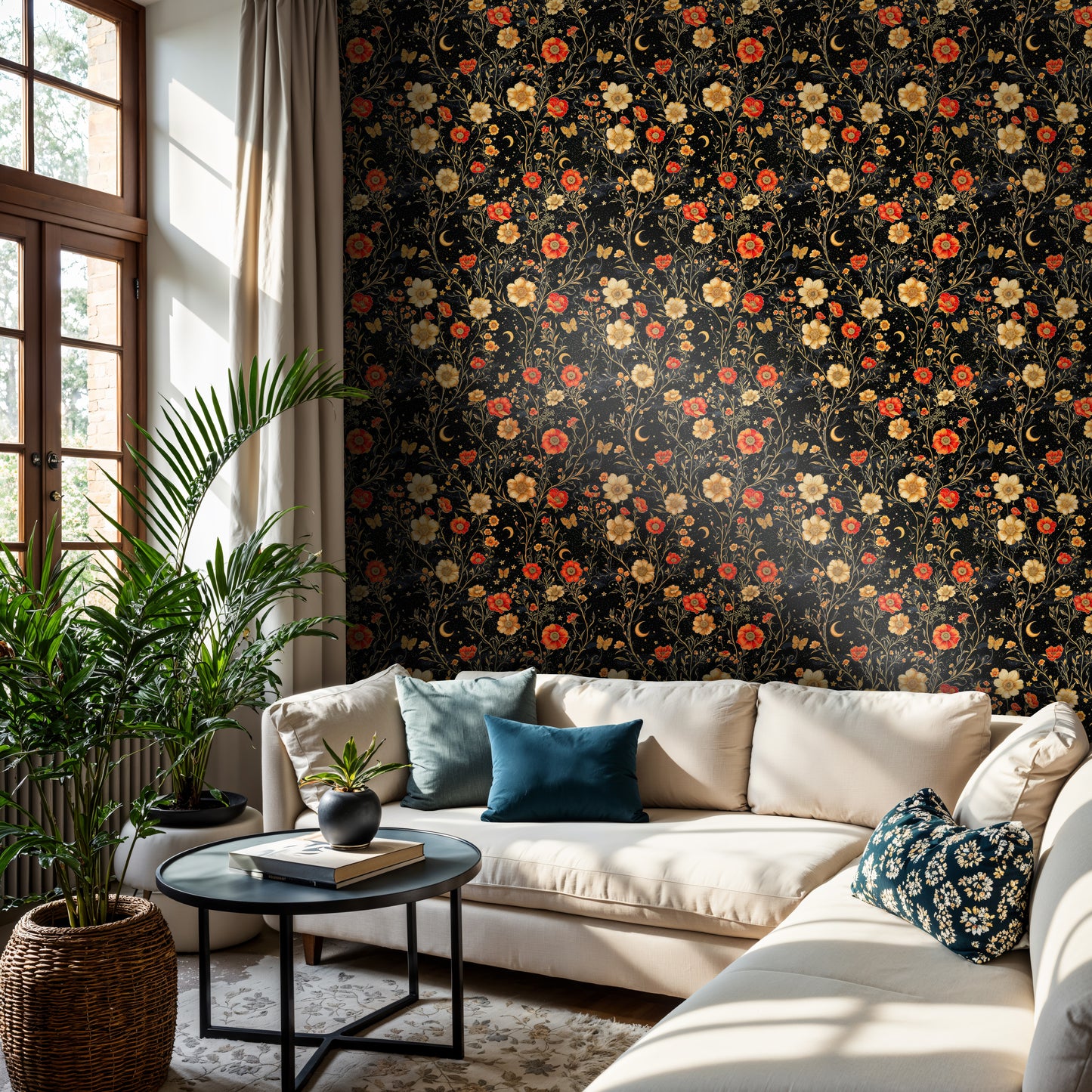 Dark Botanic Constellation Wall Mural Wallpaper - WMH416