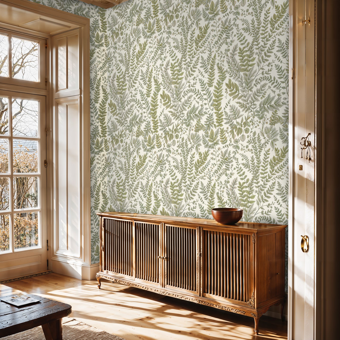 Light Botanical Fern Wallpaper – Soft Green Pattern for Elegant Living Spaces - WMH434