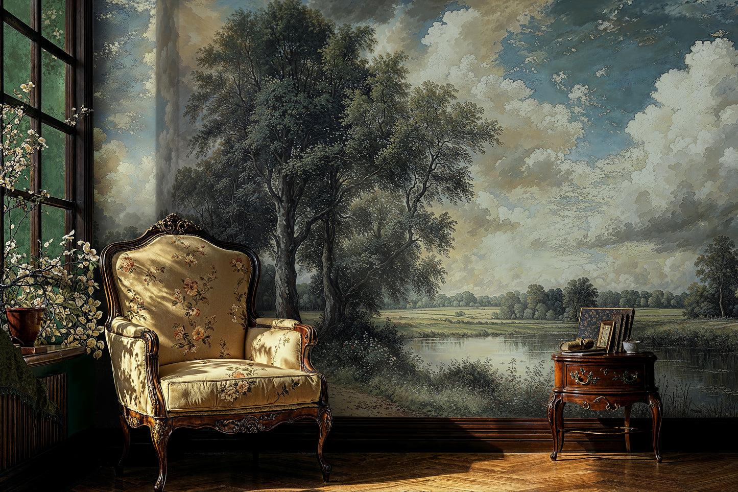 Majestic Forest Landscape Mural – Large Tree Wall Art for Cozy Bedrooms - WMH451