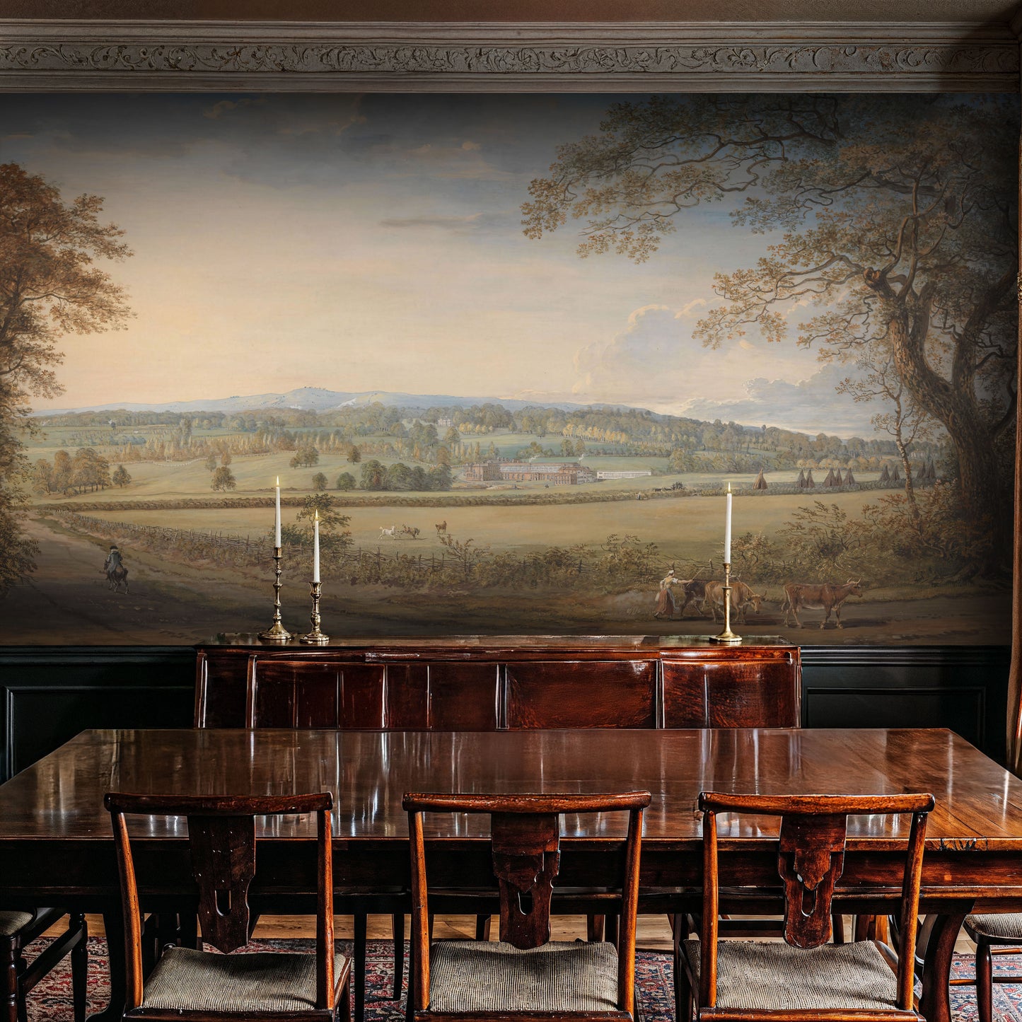 Vintage Countryside Mural – Serene Landscape Wall Art for Dining Rooms - WMH450