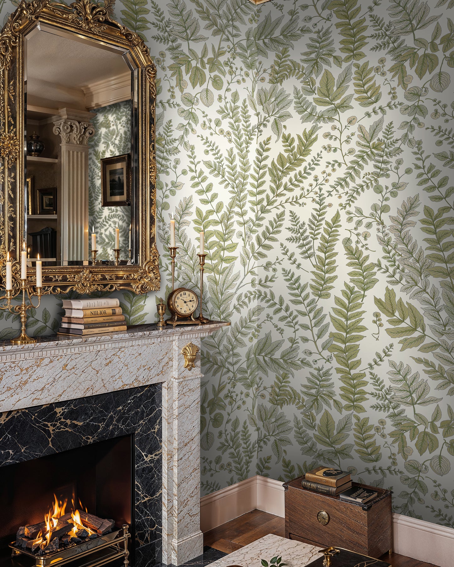 Light Botanical Fern Wallpaper – Soft Green Pattern for Elegant Living Spaces - WMH434