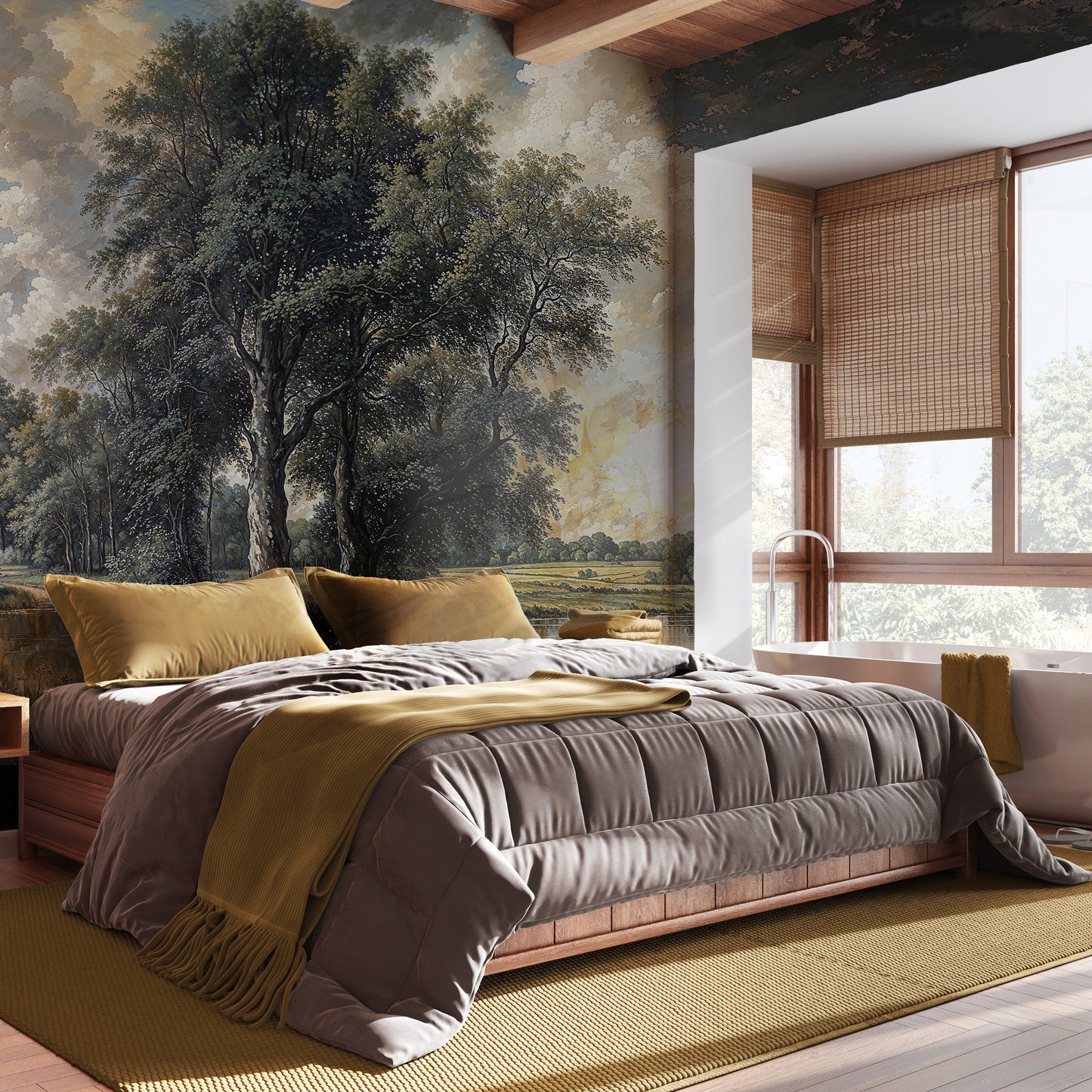 Majestic Forest Landscape Mural – Large Tree Wall Art for Cozy Bedrooms - WMH451