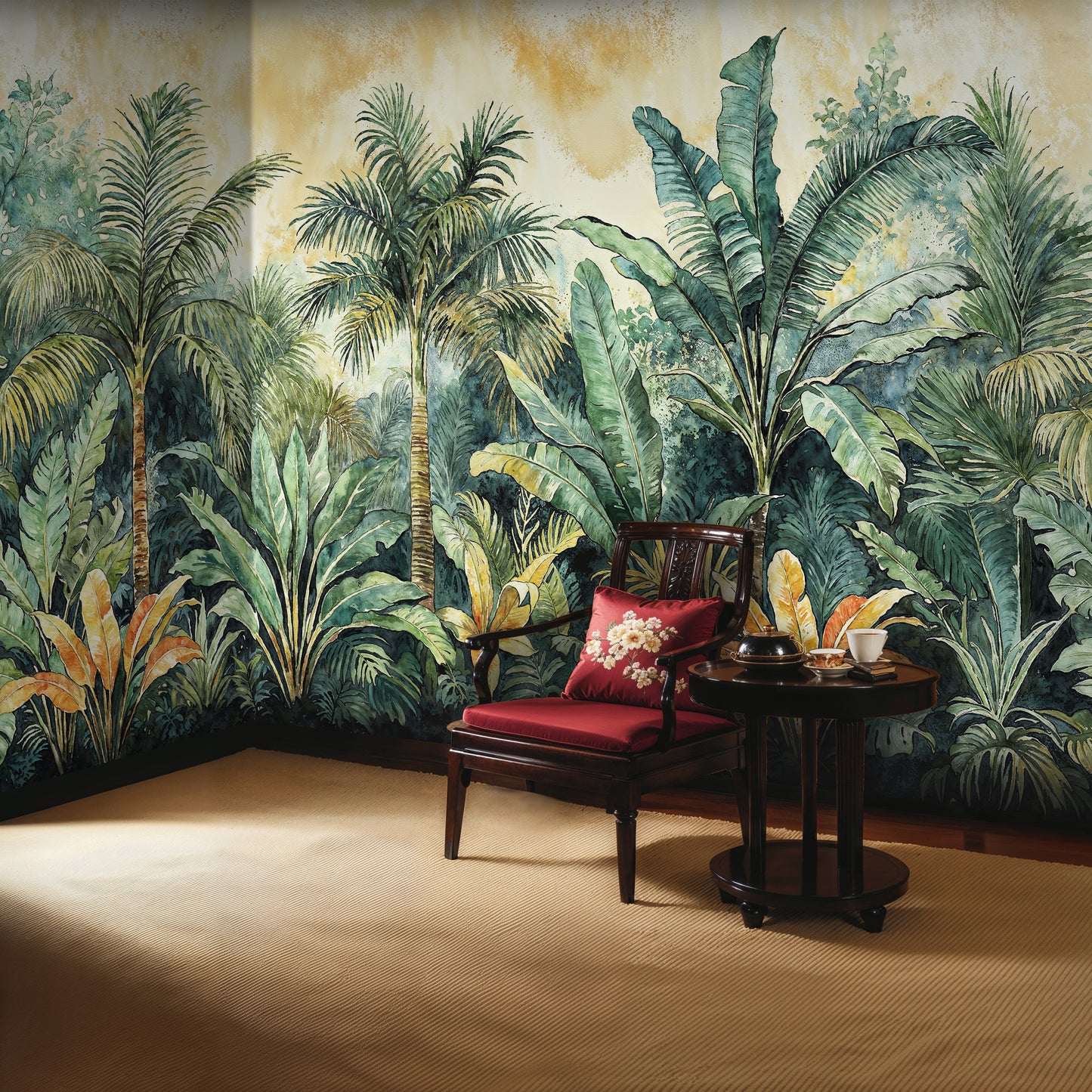 Exotic Peacock Paradise Wallpaper - Vintage Indian Arch Scene - WMH464