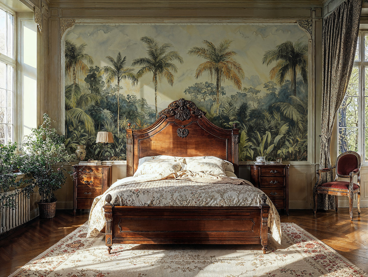 Vintage Tropical Palm Trees Wallpaper - Classic Jungle Scenery - WMH466