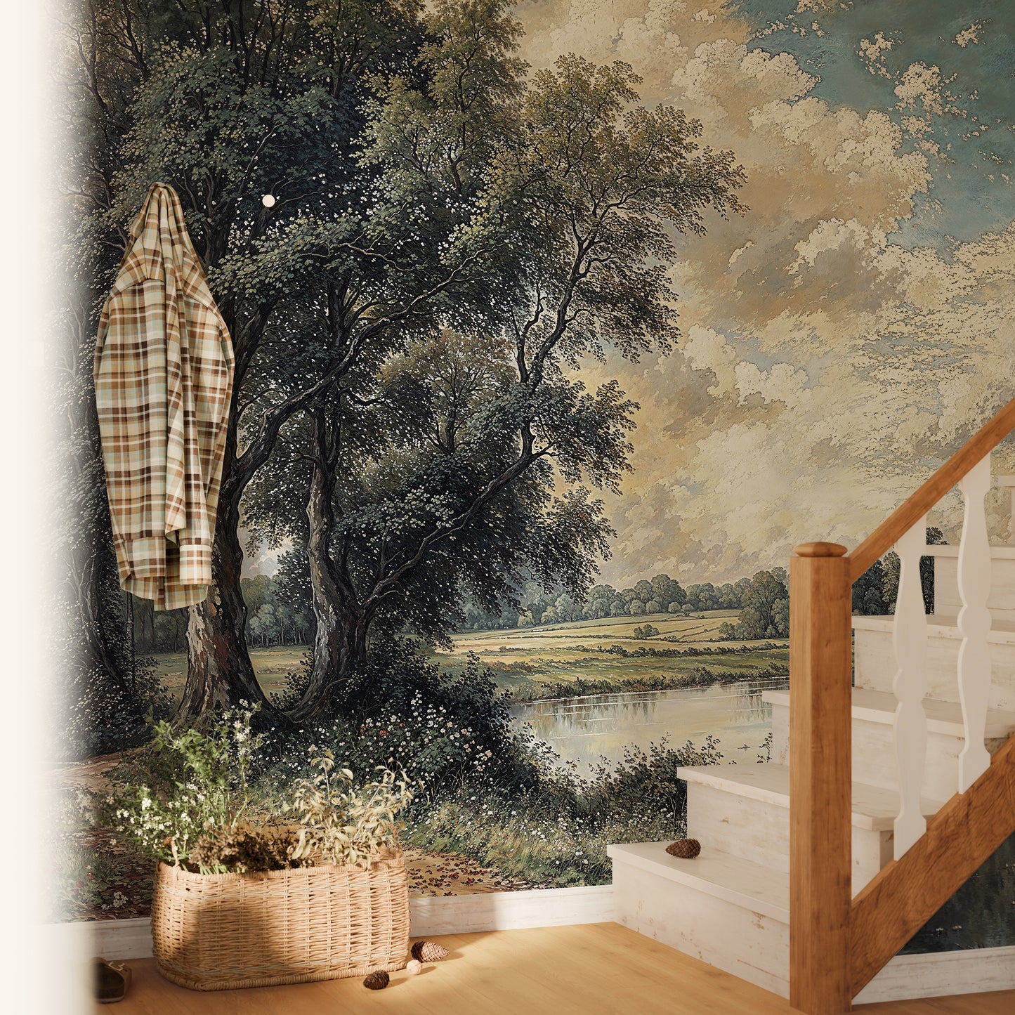 Majestic Forest Landscape Mural – Large Tree Wall Art for Cozy Bedrooms - WMH451
