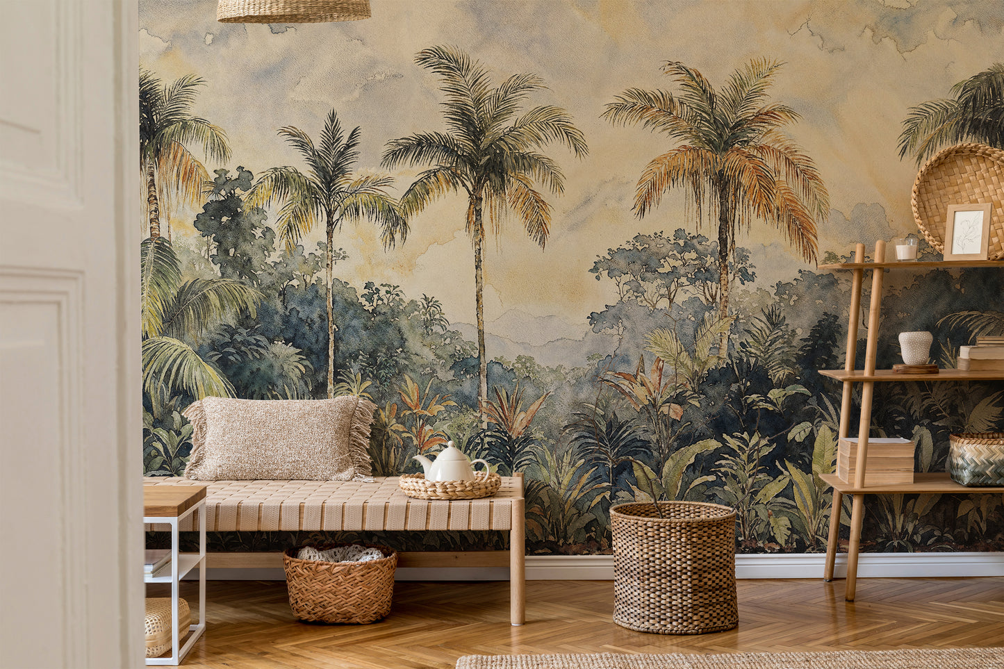Vintage Tropical Palm Trees Wallpaper - Classic Jungle Scenery - WMH466