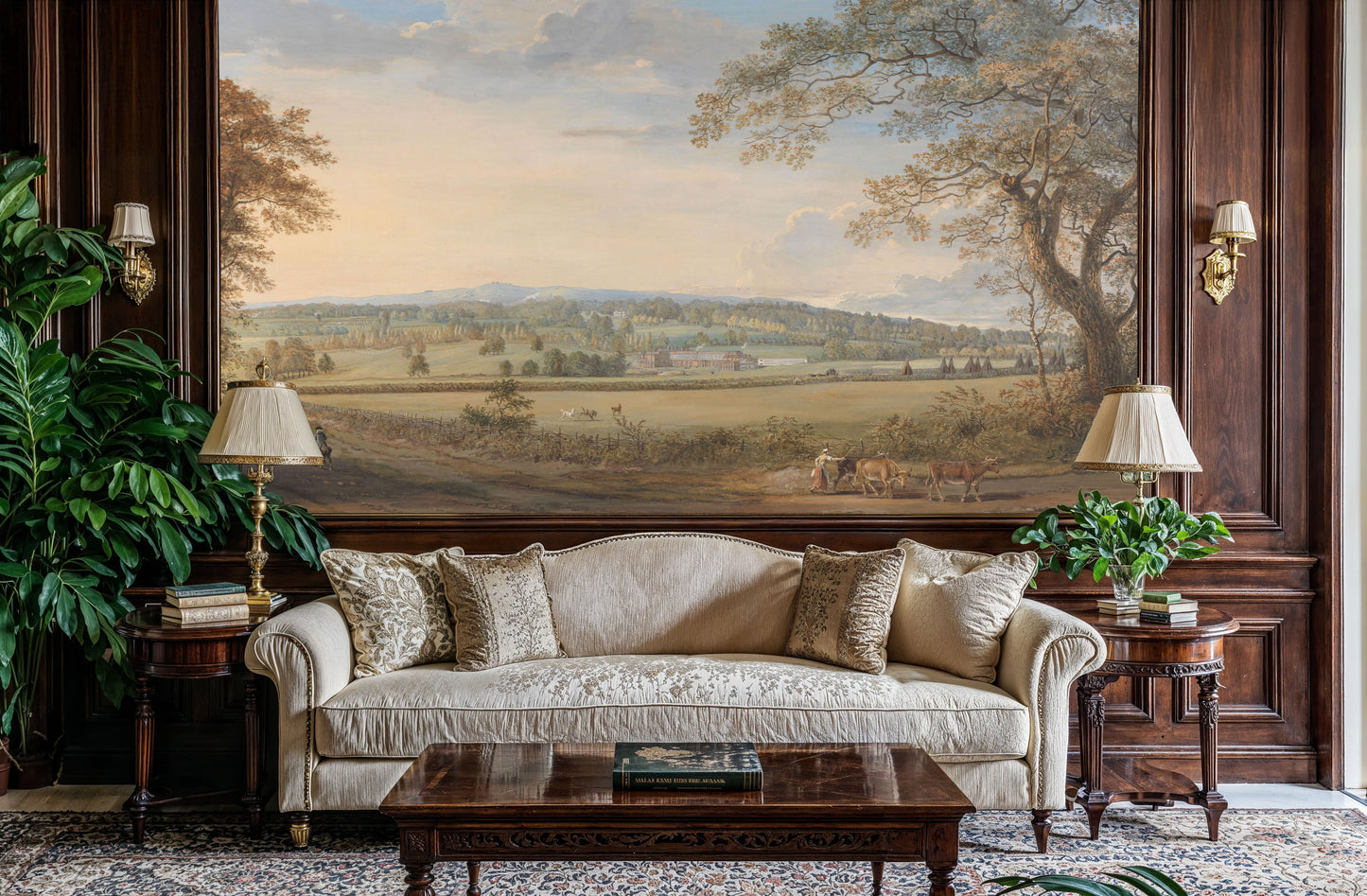 Vintage Countryside Mural – Serene Landscape Wall Art for Dining Rooms - WMH450
