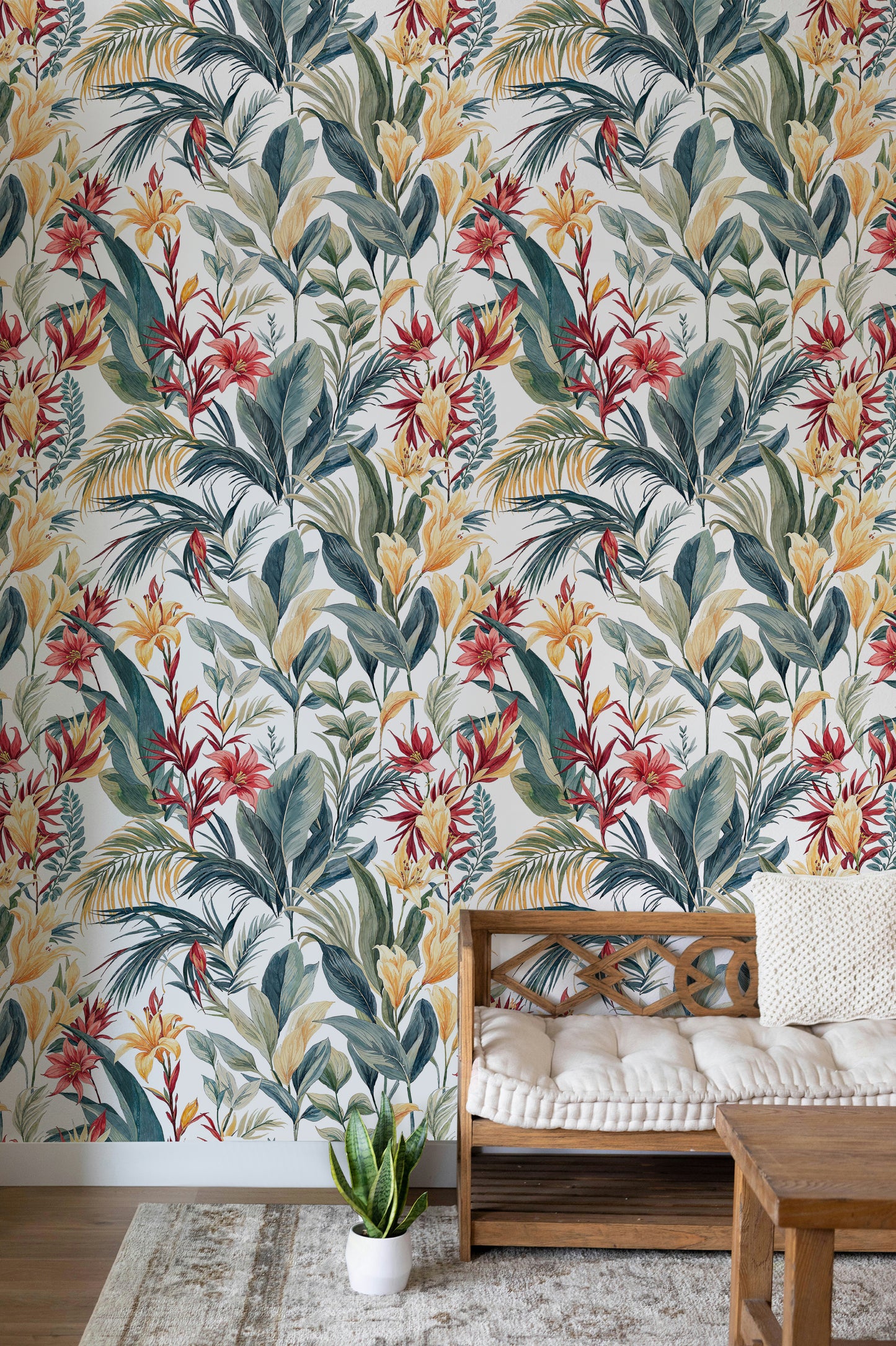 Tropical Floral Wallpaper – Colorful Jungle-Inspired Wall Covering - WMH443