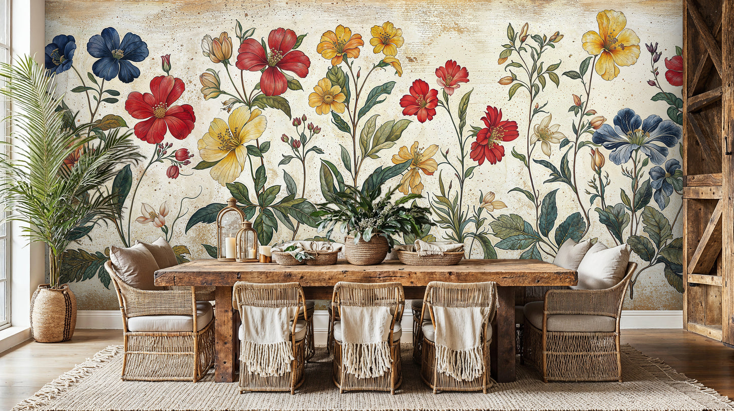 Wildflower Mural – Oversized Colorful Floral Wall Art - WMH447