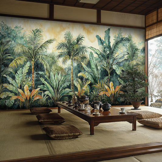 Exotic Peacock Paradise Wallpaper - Vintage Indian Arch Scene - WMH464