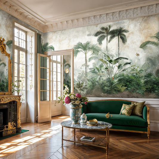Tropical Jungle Mural Wallpaper – Luxury Botanical Wall Art for Living Room - WMH417